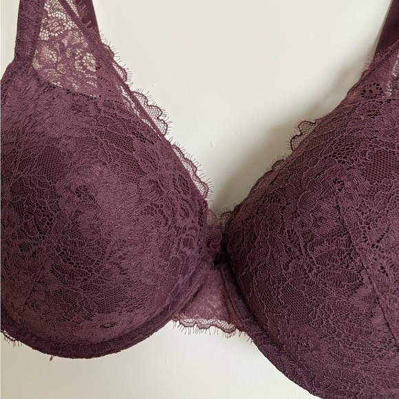 NWT Purple Lace Pushup Plunge Underwire Bra with Molded Cups - Picture 3 of 8